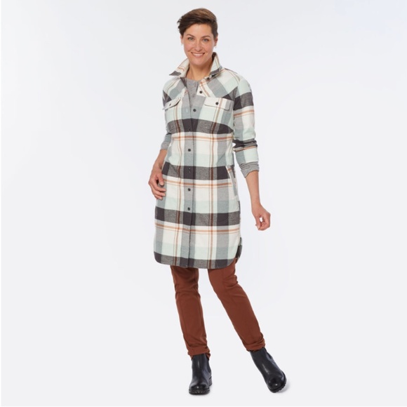 Duluth Trading Post Women's Folklore Flannel Duster Soft Mint Size Medium - Picture 2 of 5